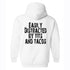 Men's Easily Distracted By Tits And Tacos Printed Gym Hoodie